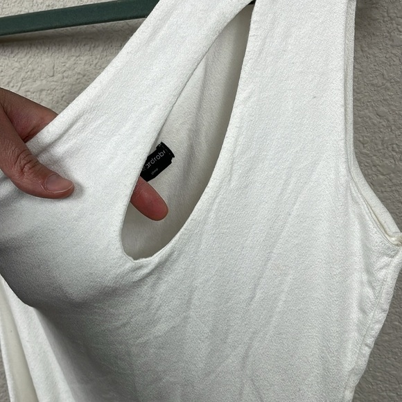 Naked Wardrobe White Bodycon One Shoulder Dress Slit Neck Sz L - Picture 5 of 12